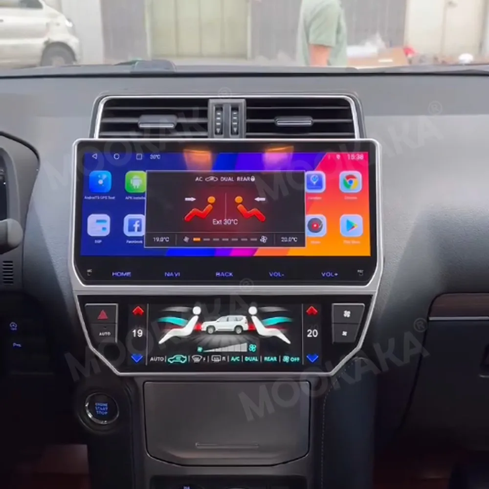 

Android AC Panel Air Conditioning Temperature AI Voice Control Digital Multimedia Head Unit For Toyota Prado 2018-2023