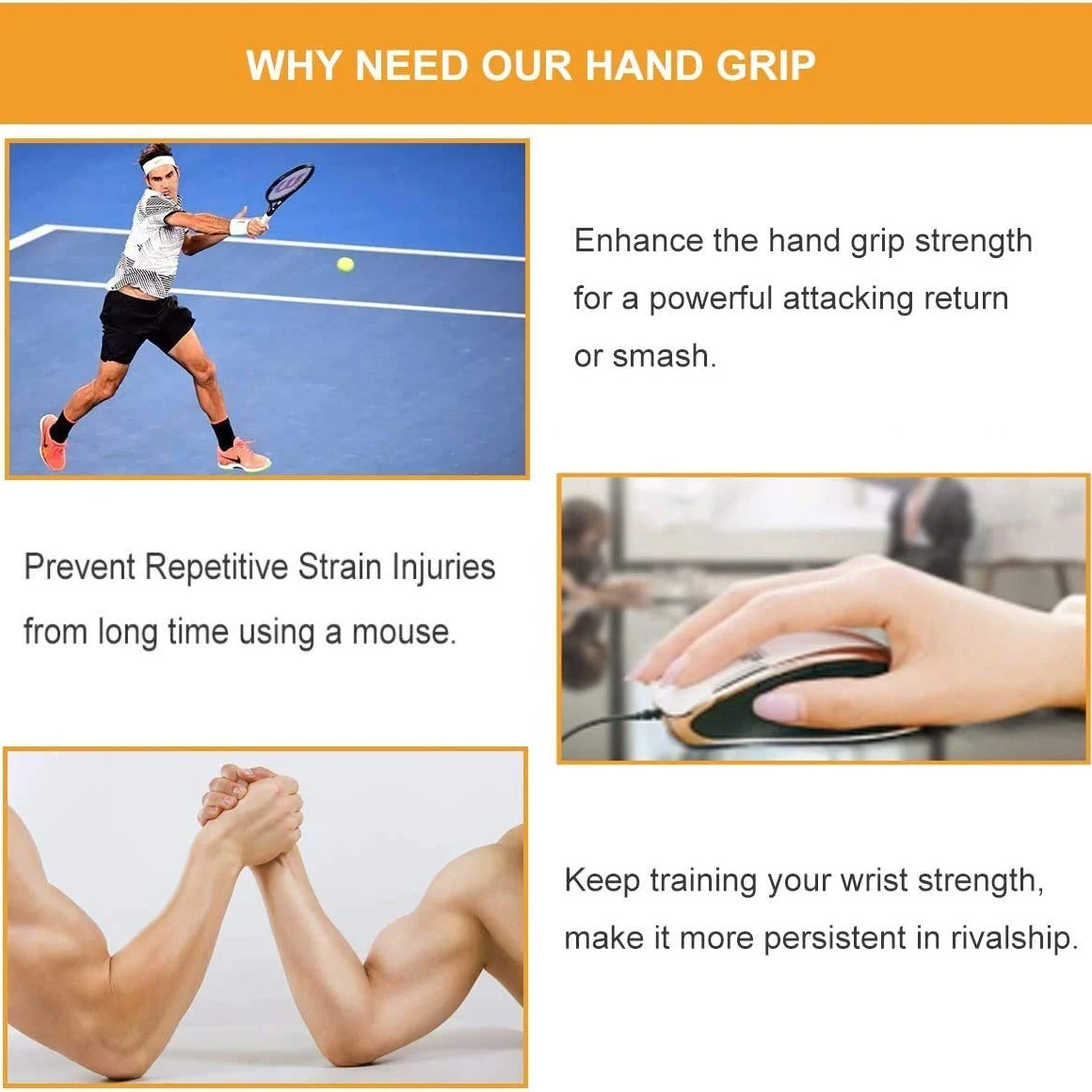 Musculation Main 10 Pièces Kit - Hand Gripper Réglable, Bandes Doigts | Renforcement Avant-bras Réhabilitation Poignet Main