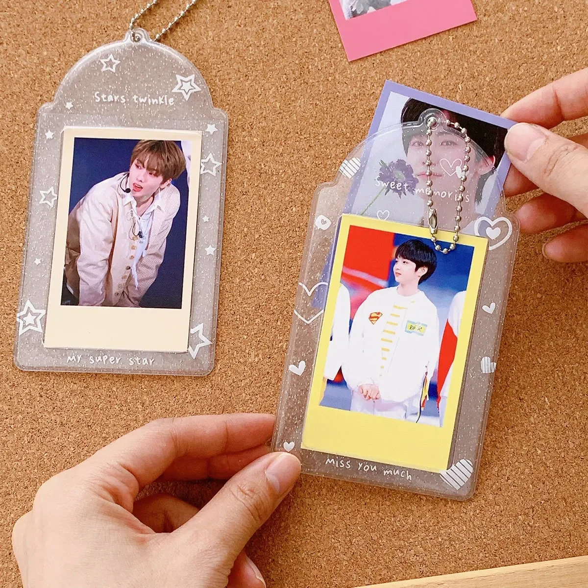 2pc Transparent Cartoon 3inch Card Holder Protect Cover Idol Photocards Cover Sleeves 4