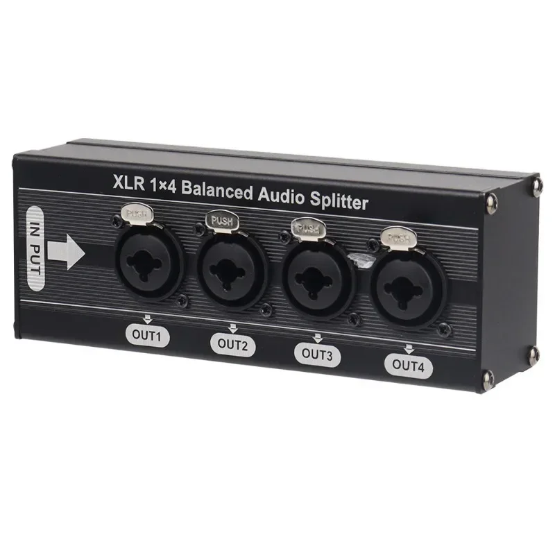 A32T-1X4 XLR 밸런스드 오디오 분배기 박스 6.5 XLR 1입력 4출력 4입력 1출력 양방향 신호 분배기