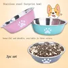 Cat bowl stainless steel dog basin new printed pet supplies dog bowl silicone bottom non-slip pet drinking water feeding bowl