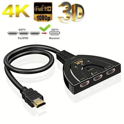 Ultra HD 4K 3-Port Video Switcher with KVM Splitter and 3D Support (HDMI Switch)