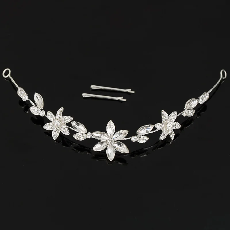 Bridal Rhinestone Crystal Hair Vine Tiara Crown Wedding Comb Hair Chain Headpiece Floral Headband Ornaments for Women