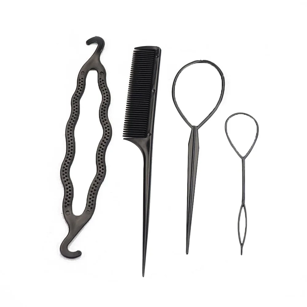 4Pcs Set Hair Disk Pull Hair Pins Clips Comb For Girls Hair Styling Tools Kit Braiding Donut Bun Maker Hairdressing Accessories 5