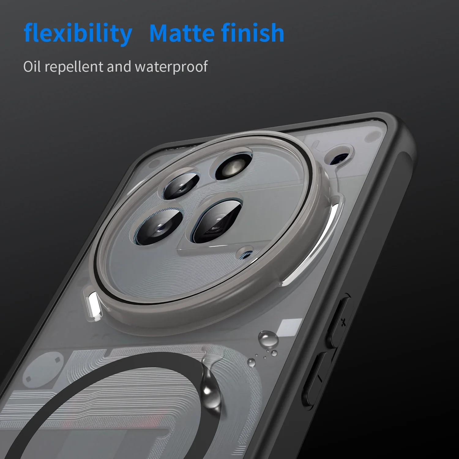 Matte Transparent Anti-Shock Magnetic Case with Magsafe Wireless Charging Capability