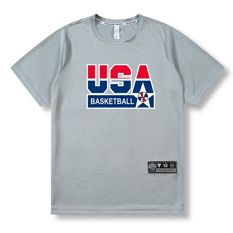 thumbnail image 1 of Camiseta de baloncesto para hombre y mujer, para correr, transpirable, de secado rápido, para gimnasio, fitness, tiro, entrenamiento, ropa de ejercicio, camisetas deportivas, 1 of 5