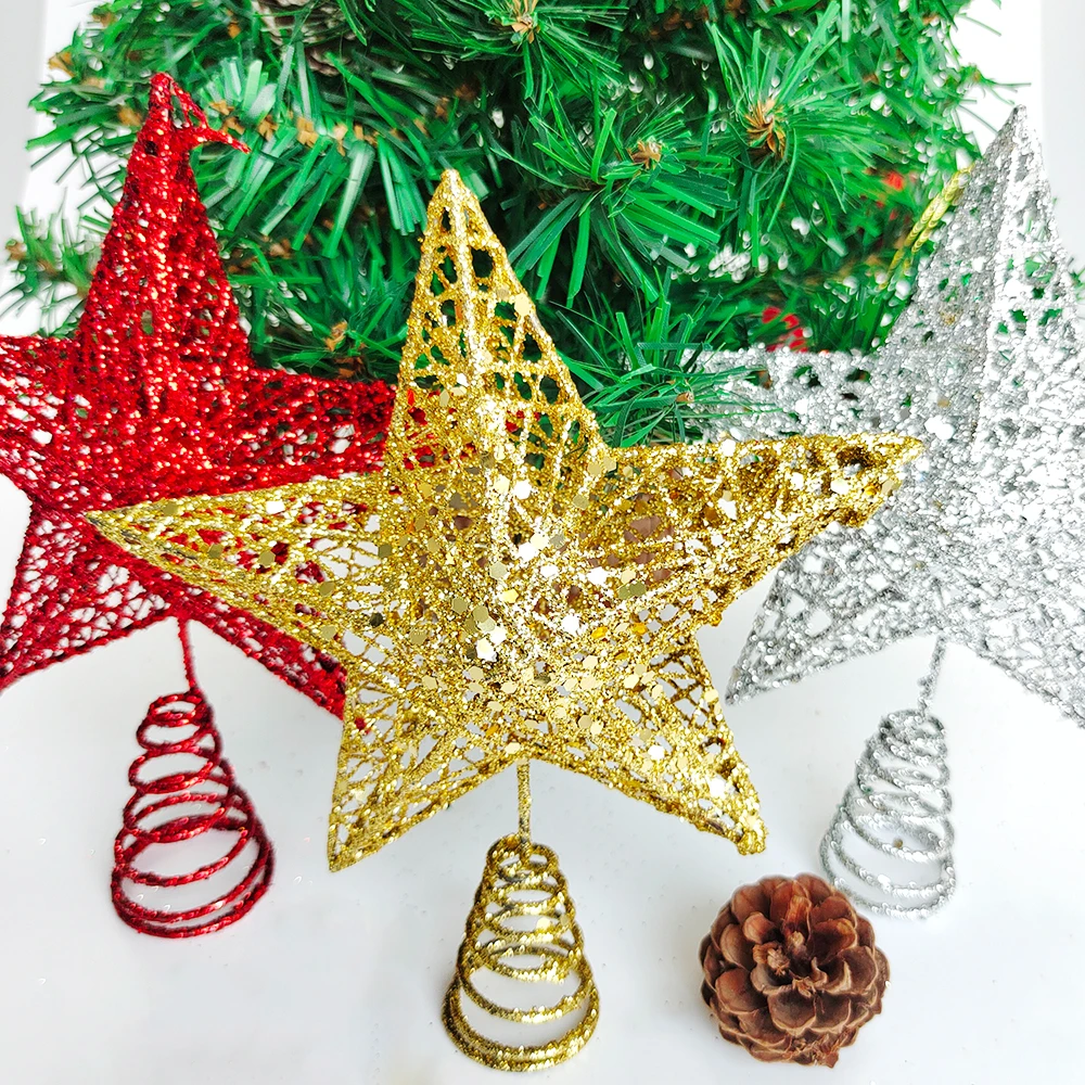 Description Picture 3 of item20/15Cm Christmas Tree Topper Star Gold Glitter Iron Red Sliver Stars Merry Christmas Decorations 2022 Xmas Tree Ornaments