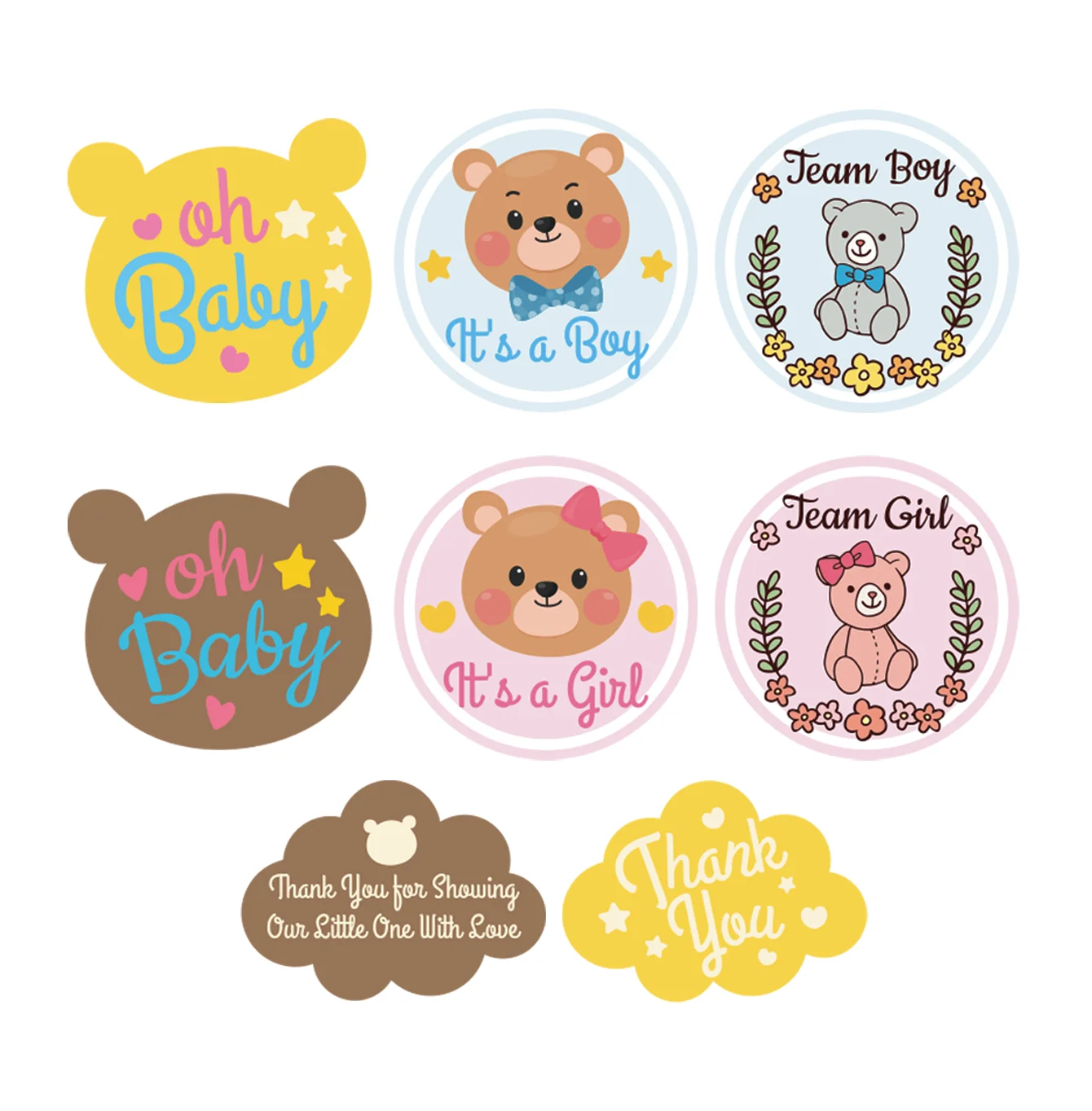 3.5/4.5cm Welcome Baby Boy Stickers Labels Cute Little One