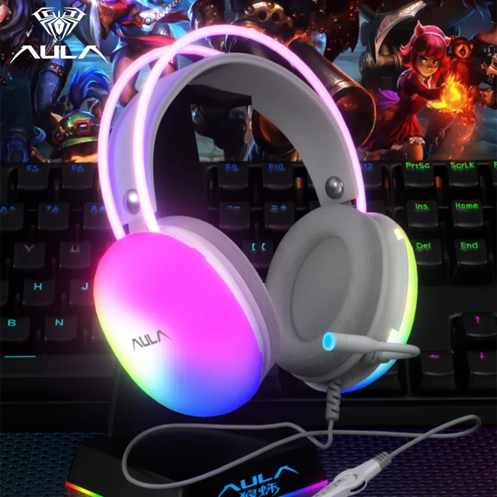 AULA S505 Esports Gaming Headphones Computer USB Wired Headset RGB