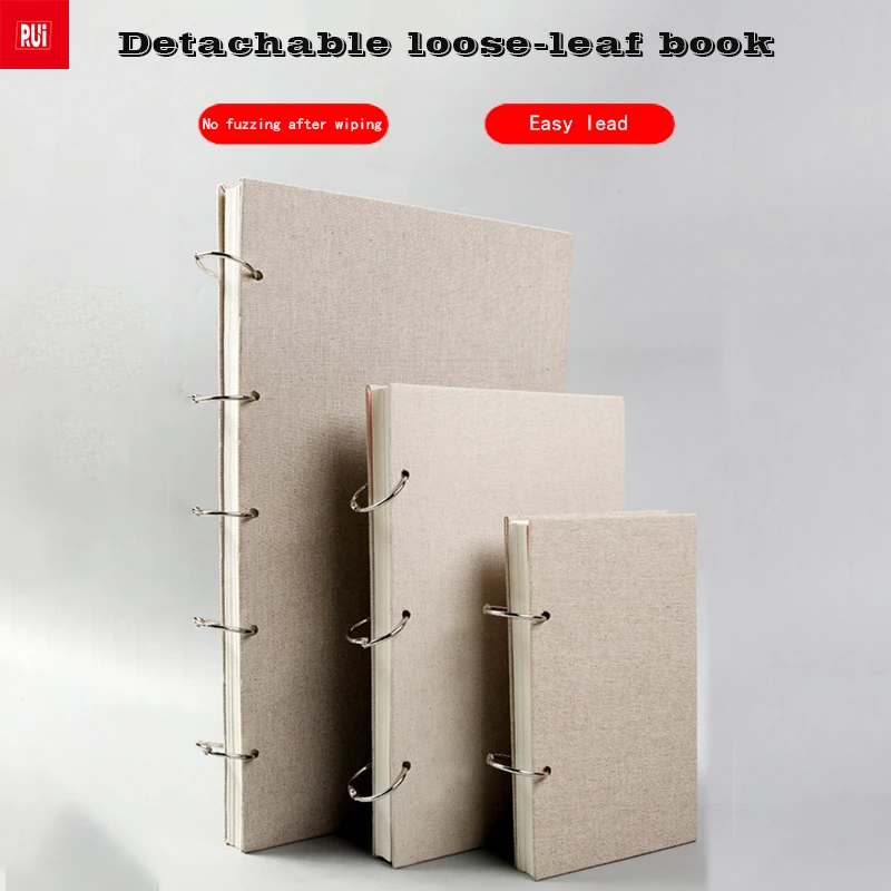 Retro Spiral Art Loose Leaf Notebook Sketchbook Linen Hardcover Refillable Notebook School