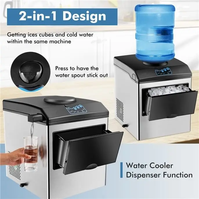 Countertop with 5 Pounds Storage Basket, Portable Ice Machine with 2 Ways to Add Water, 48 Pounds in 24 Hours, Compact Ice Maker 4
