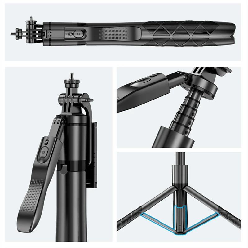 COOL DIER L16 1530mm 무선 셀카 스틱 삼각대 스탠드 Gopro 카메라 스마트 폰용 블루투스 셔터가있는 접이식 모노 포드