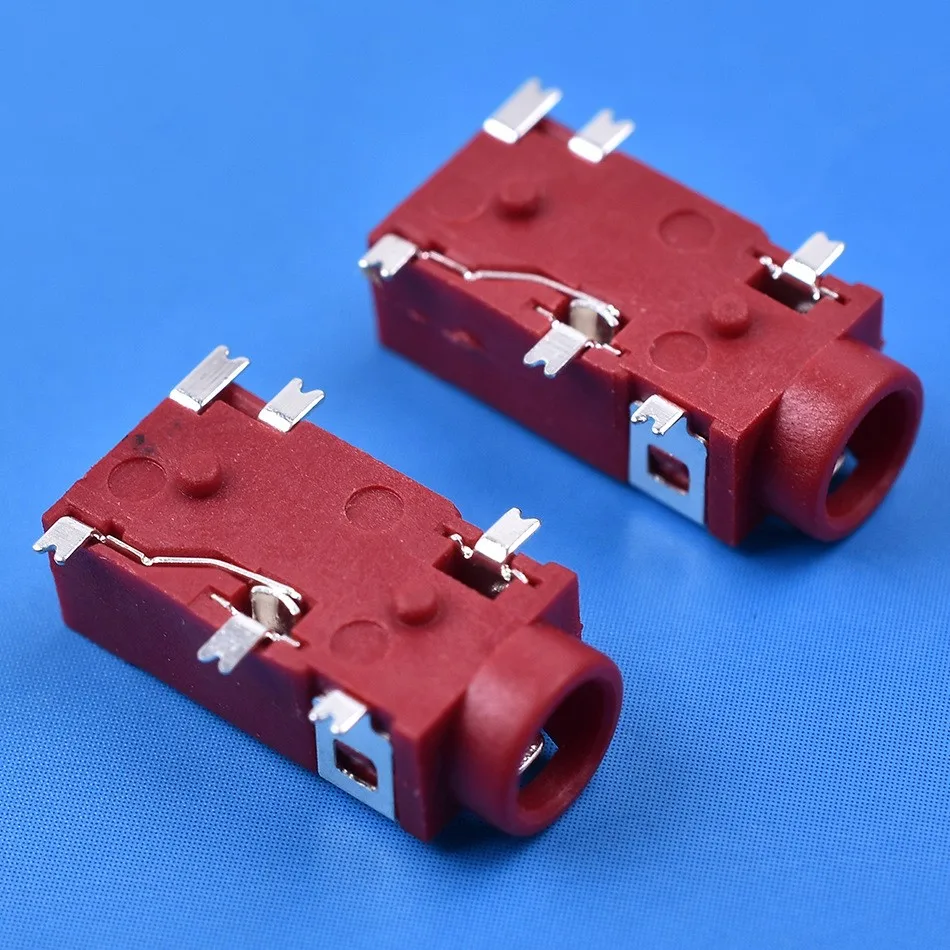 100PCS Copper 3.5MM Headphone PJ-342 Socket Audio Connector 6 Pin Patch 6 feet Double Track gold plated Headphone Socket Jack