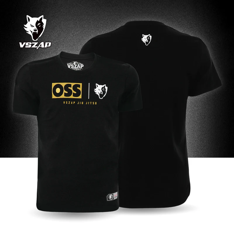 VSZAP Jiu Jitsu Training Cotton Wushu Muay Thai MMA Breathable Elastic Short Sleeve Fight Training Suit T-Shirt