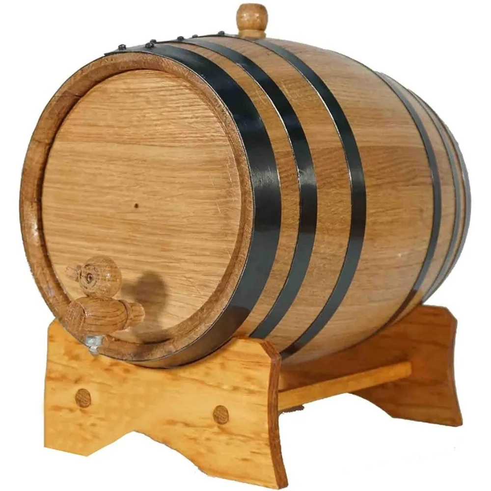 

1 Gallon Oak Aging Barrel (5 Liter) With Stand Rum Wine Wood Tonel Bourbon Tequila Cocktails Wooden Barware Kitchen Dining Bar