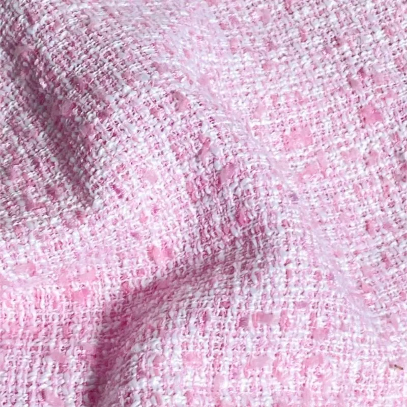 

Pink tweed fabric Wide 100cm x 150cm Blended Woven Vintage Circle Wool Coarse Tweed Diy Coat Suit