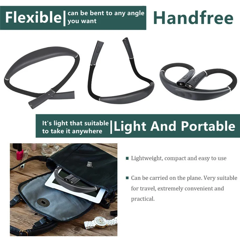 Neck Reading Light Bendable Book Light for Reading Working Wearable LED  Lamp Ultralight for Camping Running Portable Night Light - AliExpress