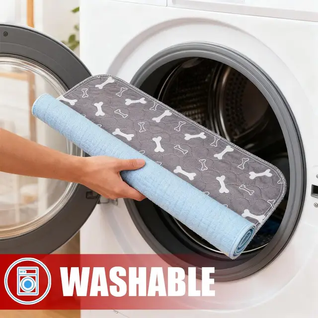 1pcs Reusable Pet Urine Pad Washable Dog Cat Diaper Mat 3 Layer Absorbent Dogs Diapers Pads Bone Paw Print For Sofa Bed Floor 5