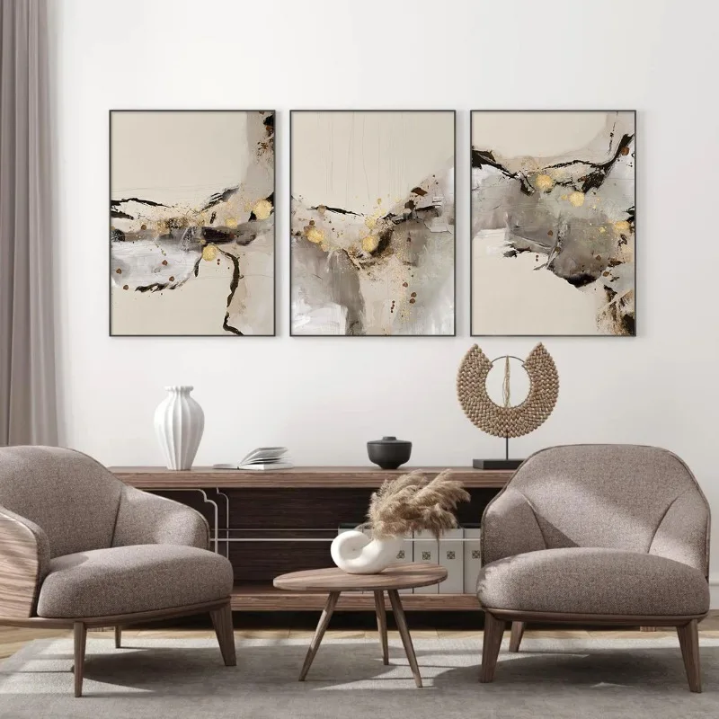 ملصقات تجريدية محايدة حديثة بيج ، لوحة قماشية بسيطة اسكندنافية ، صورة جدارية ، فن اسكندنافي ، غرفة معيشة ، ديكور منزلي 3