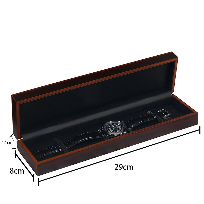 1PC WoodGrainLeather Watch strap ProtectiveBox StorageCase Long Type JewelryDisplay Box HolidayGifts watch storage box watch display stand