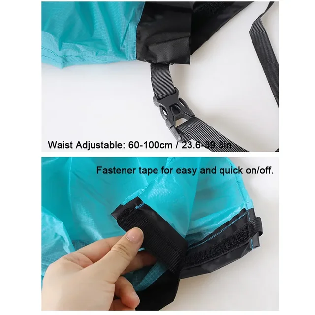 1pc 15D Nylon Ultra-Light Rain Skirt With Storage Pouch Waterproof Kilt Rain Pants Cycling Camping Hiking Rain Pants Half Poncho 4