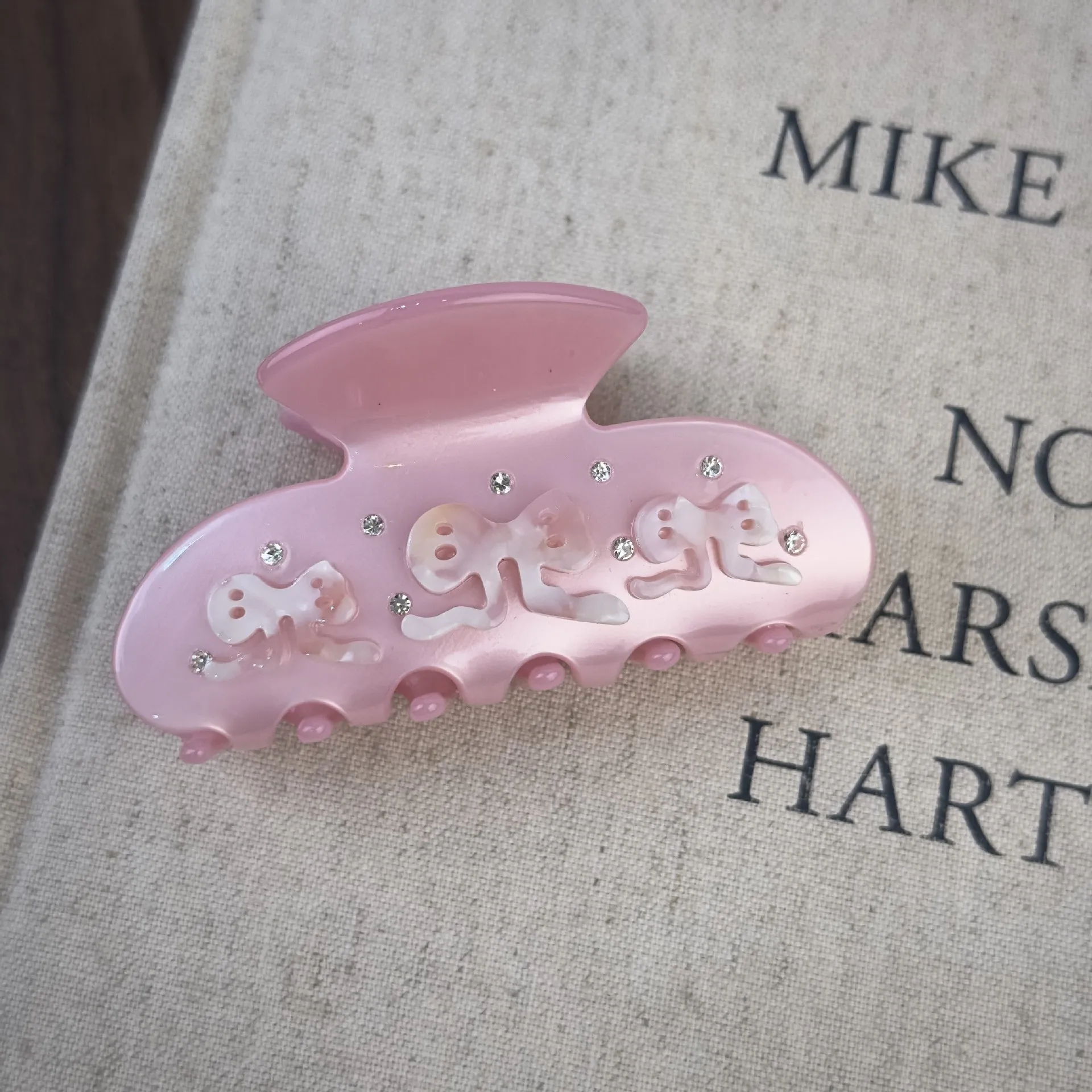 Damen-Haarspange, rosa Farbe, einfach, lustig, modisch, Nische, Ballett-Stil, diamantbesetzter Hai-Clip für Kawaii, süße Mädchen-Haarspange – Detail 4