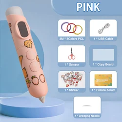 Educational 3D Printing Pen for Kids with Free PCL Filament (Pink - 3m - 3color)