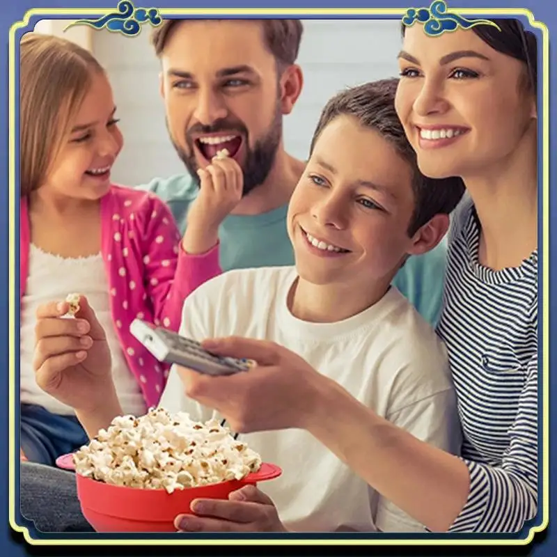 High Quality Microwave Popcorn Bowl Bucket Silicone DIY Popcorn Maker With Lid Chips Fruit Dish Kitchen Easy Tools Durable C