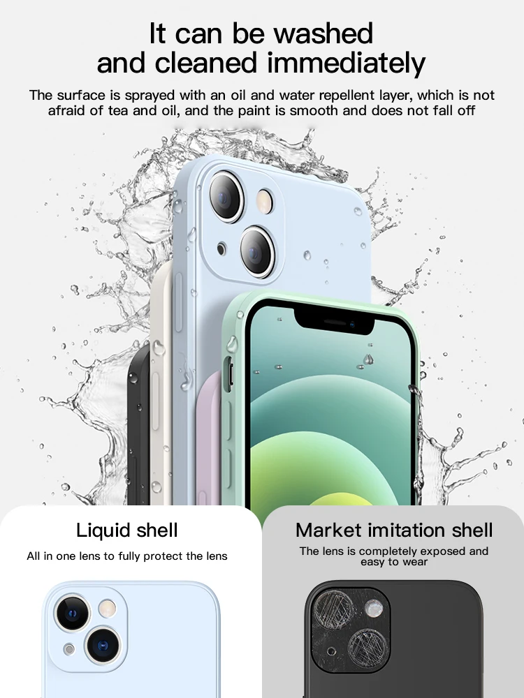 1DS NEW Square Liquid Silicone Phone Case For iPhone 11 12 13 Pro Max Mini X XS Max XR 7 8 Plus SE2 Full Lens Protection Cover samsung galaxy z flip3 case 