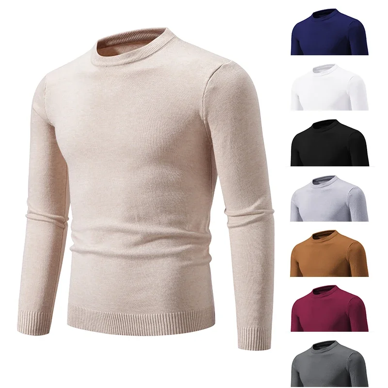 

Autumn Men's Knitwear Thin Basic Elastic Slim Fit Inner Layer Thin Sweater Solid Color Casual Versatile