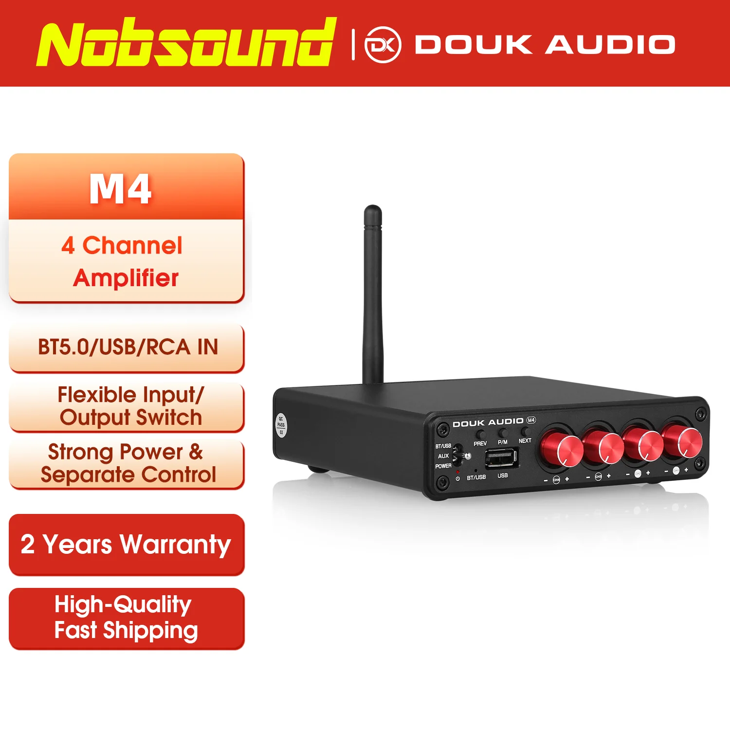 Nobsound-Bluetooth 5.0ステレオデジタルパワーアンプ,USB