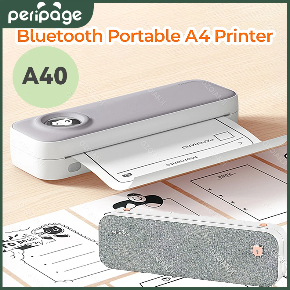 PeriPage-Mini imprimante portable, impression directe sans encre, papier  thermique, Bluetooth, document intelligent, PDF, utilisation au bureau, A4,  A40, Prquinze