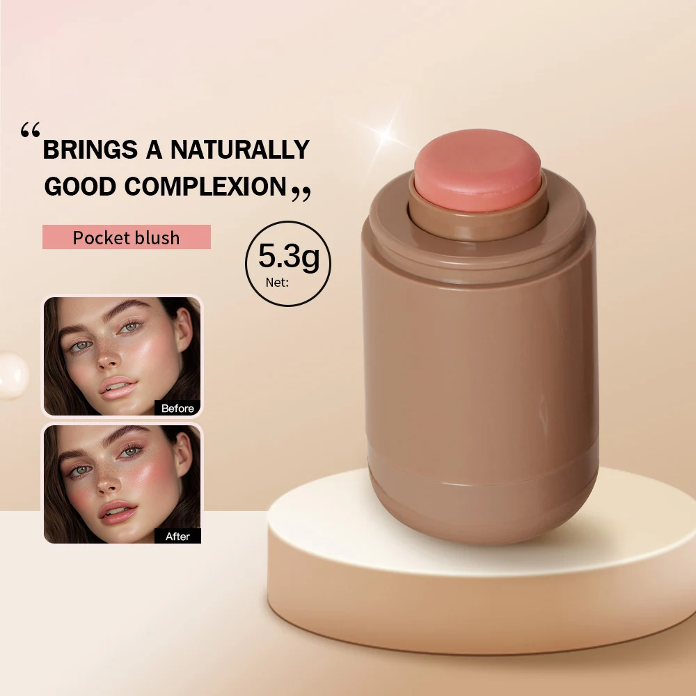 Magic Blush Stick 3-in-1 Cheek Lip Tinted Moistured Blush Stick Silky Brighten Blush Cream Blusher Cosmetics Tubes Matte Contour 6