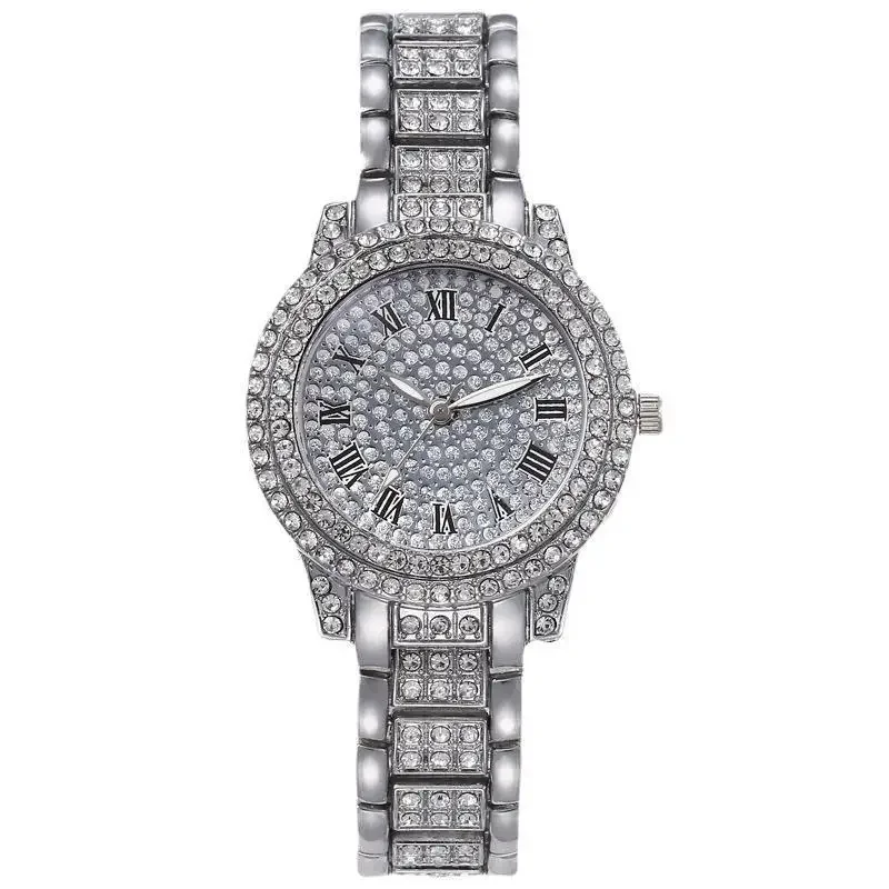 Men's luxury diamond steel waterproof clock, smooth Arabic numeral watch, top brand, hip-hop, men's fashion, direct_voghion.com