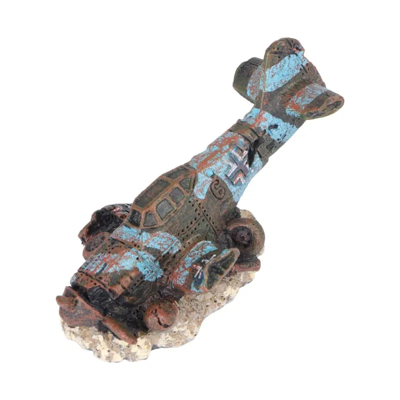 Fish Tank Ornaments Mini Landscape Ornaments Fish Tank Decorations Aquarium Ornaments 1PC Mini Resin Craft Fish Tank Plane Artificial Plane Wreckage Decor Aquarium Landscape Ornament