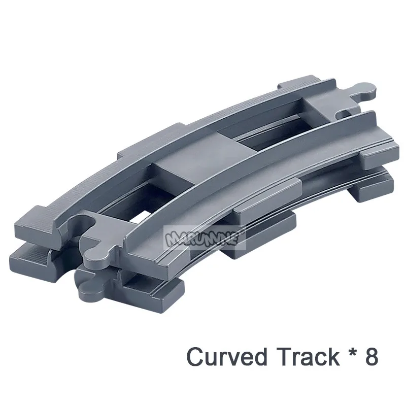8PCS Block Train Track Set with Railway Switch and Crossover Parts - Big Size Building Bricks Accessories
