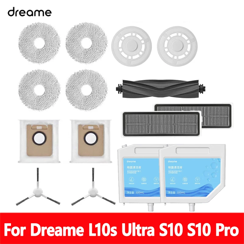 

For Dreame Bot L10s Pro L10s Ultra Robot Vacuum Cleaner Spare Parts, Rubber / Side Brush Cover Filter Mop Rag Dust Bag Optional