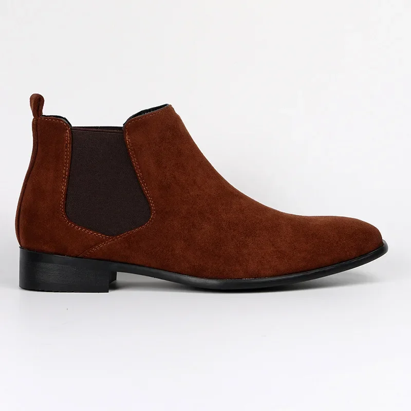 Men's frosted suede Chelsea Boots square toe men's autumn shoes with stylish men's ankle boots large size 48