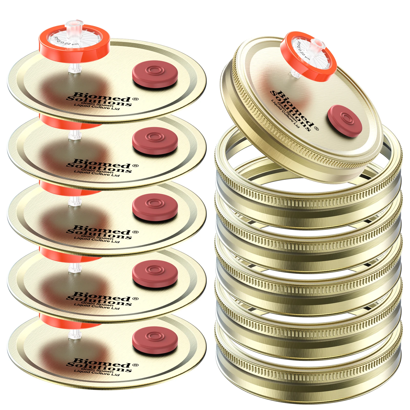 Liquid Culture Lid Wide Mouth 86mm Food Grade Cultivation Lid with PTFE Membrane & Self Healing Injection Ports For Mushroom