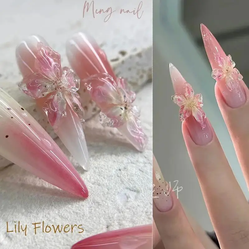 5D Sticker Lily Flower Nail Decals Jelly Nail Art Decorations Acrylic Adhesive Gel Sliders Summer Stickers Manicure Accessories nail stickers nail art decoration nail decals flower stickers