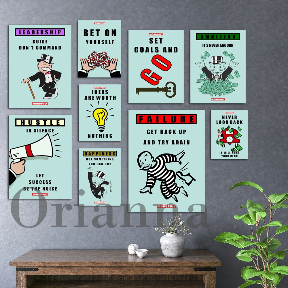 

Monopoly Time Is Money Picture Decoration Mural Inspirational Poster Canvas Painting and Room Wall Art Prints Modern Home Decor