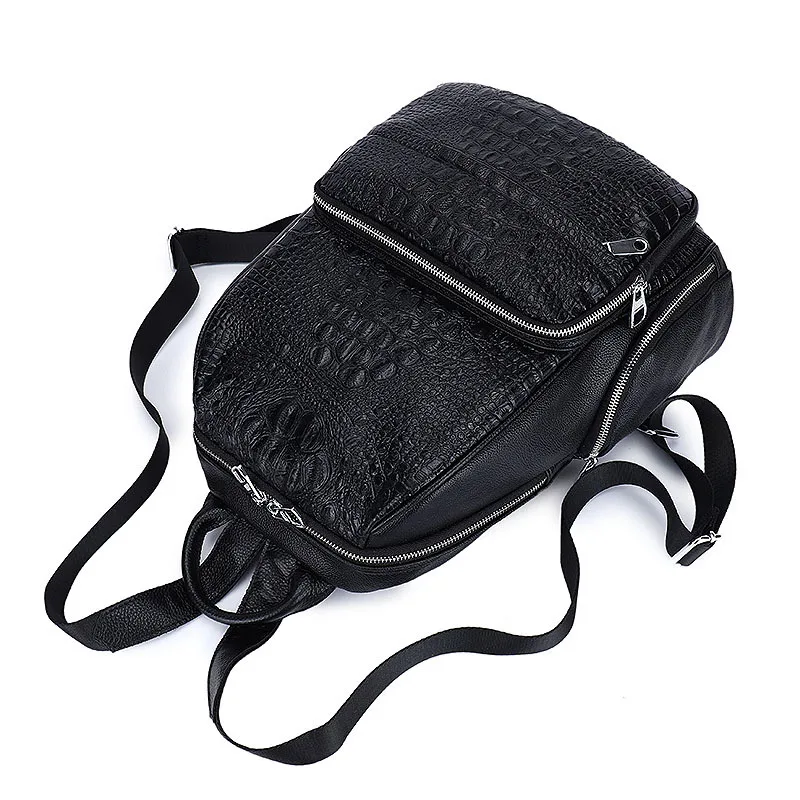 Top Genuine Leather Backpacks Alligator Pattern Women's Backpacks Shoulder bags Cowhide Embossing Ladies School Backpack 2024 3
