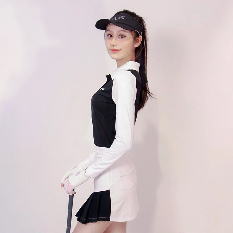 Autumn New Golf Women's Top Long Sleeve Slimming and Anti Wrinkle High Quality Fashion pleated Skirt Outdoor Leisure Sports