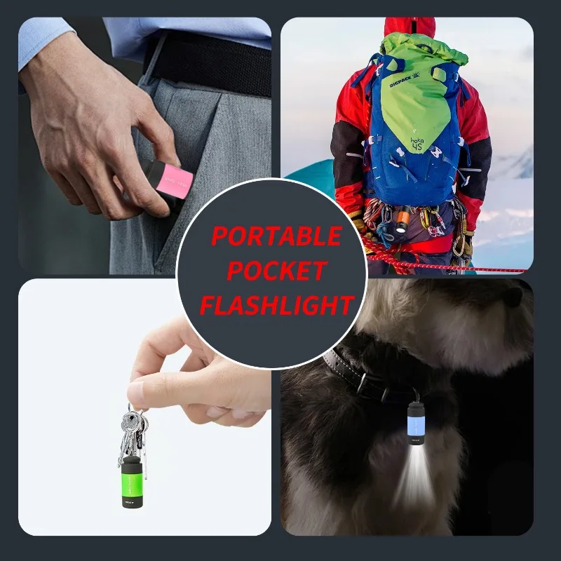 LED Micro Pocket Flashlight Portable USB Rechargeable Keychain Flashlight Waterproof Home Outdoor Hiking Camping Flashlight