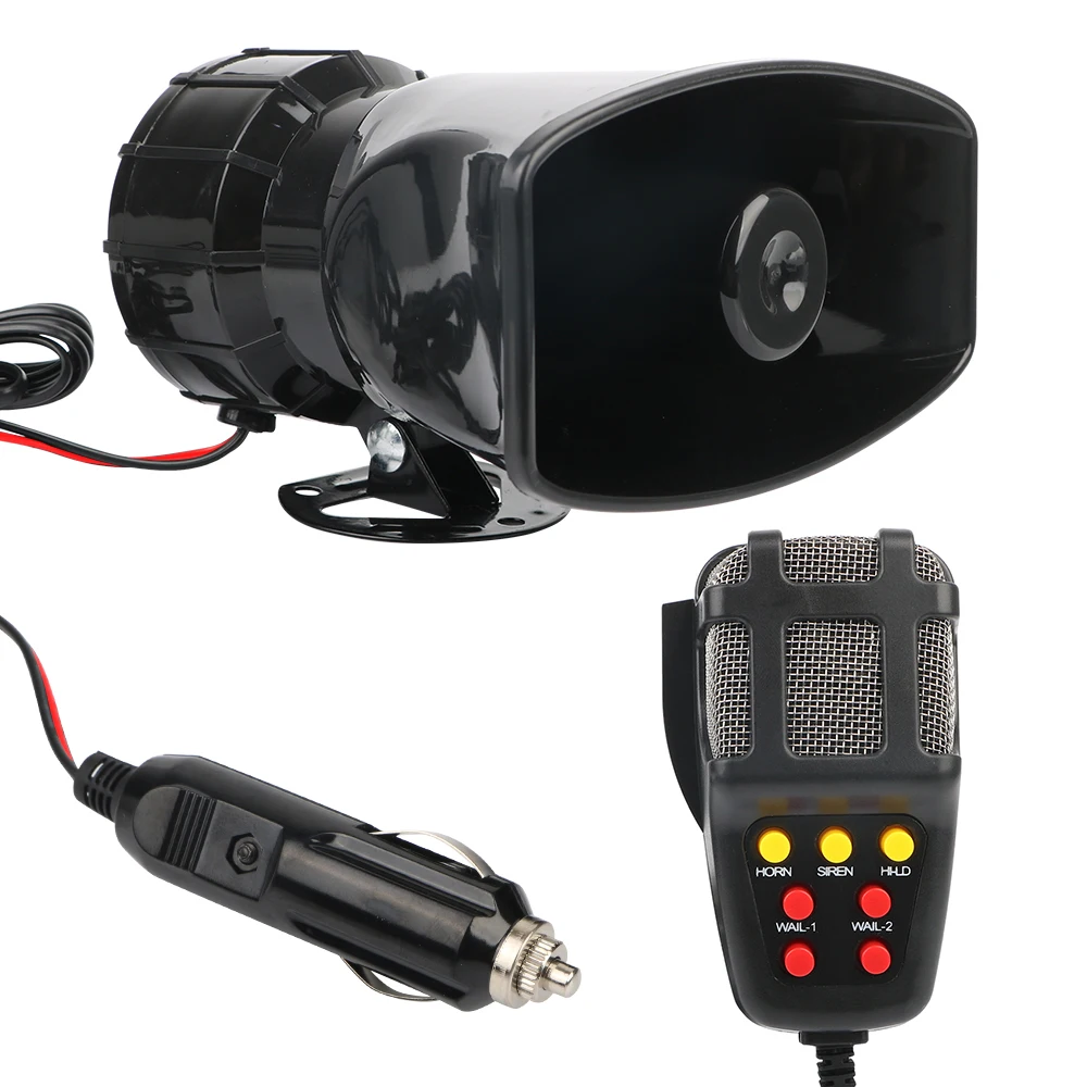 Car Warning Alarm Megaphone Police Siren Air Horn 120DB 12V 100W