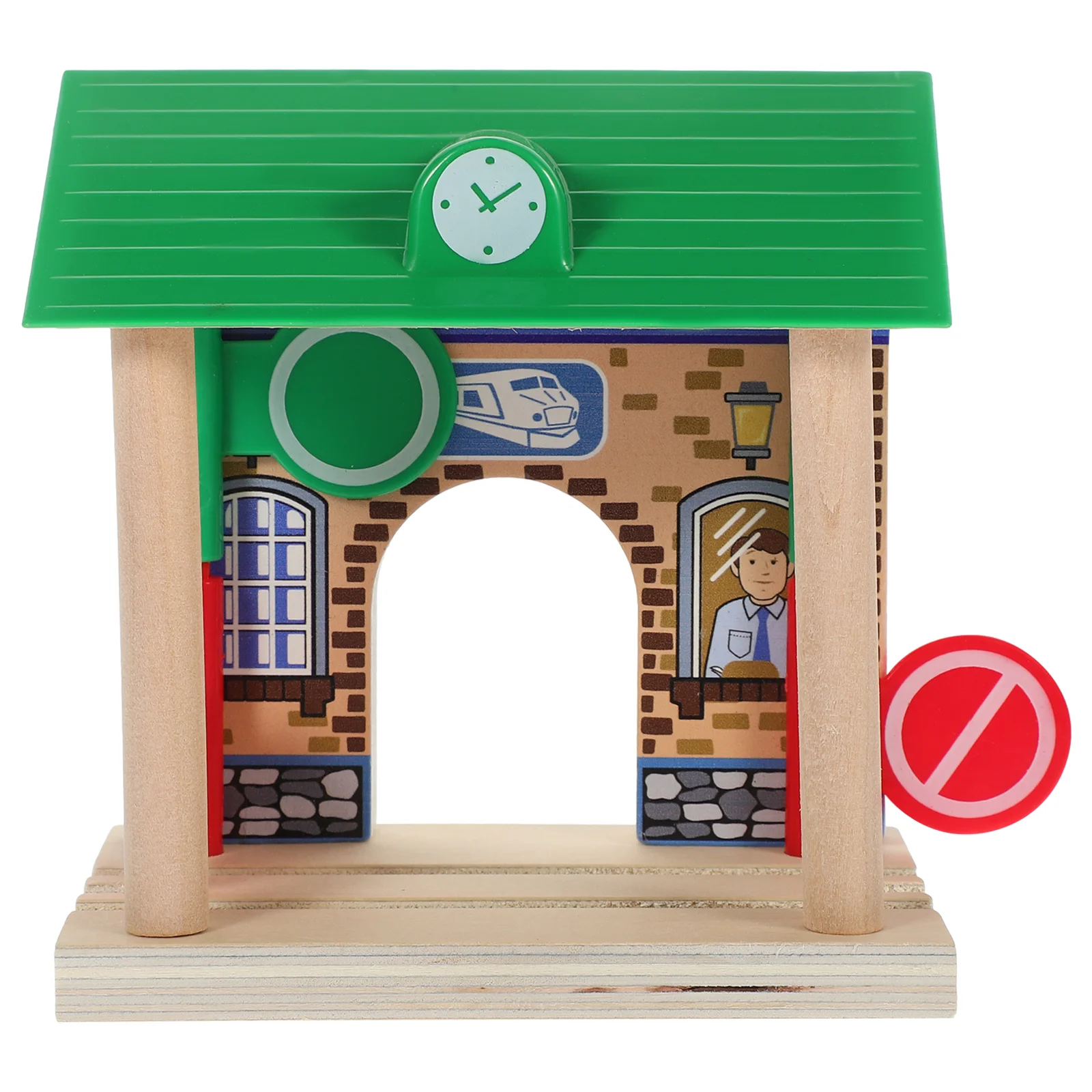 Puzzle Train Track Accessories Child Decor Plastic Small Wooden Railway Station