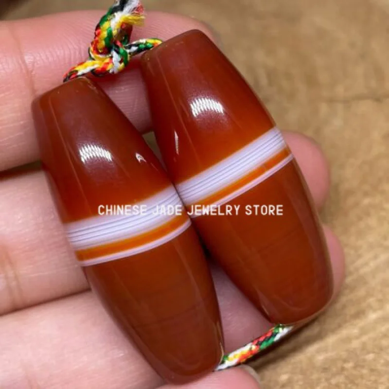 2pcs Natural Magic Power Tibetan Agate *One Line* Amulet Red Dzi Beads CB030 4