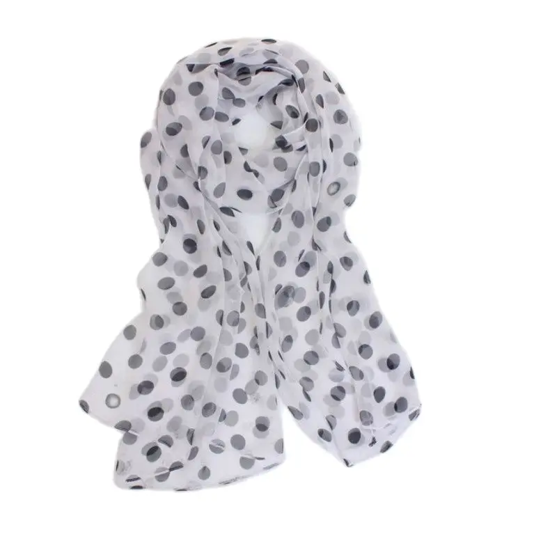 Summer Sunscreen Scarf Long Woman  Silk Scarves 50*160cm Designer Polka Dots Print Female Summer Sheer Wraps