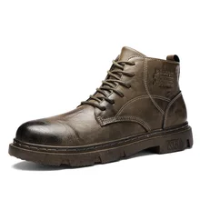 

Martin Boots Men's Autumn 2021 New Middle High Top Men's Casual Big Head Leather Shoes Tactical Retro British Mens Boots