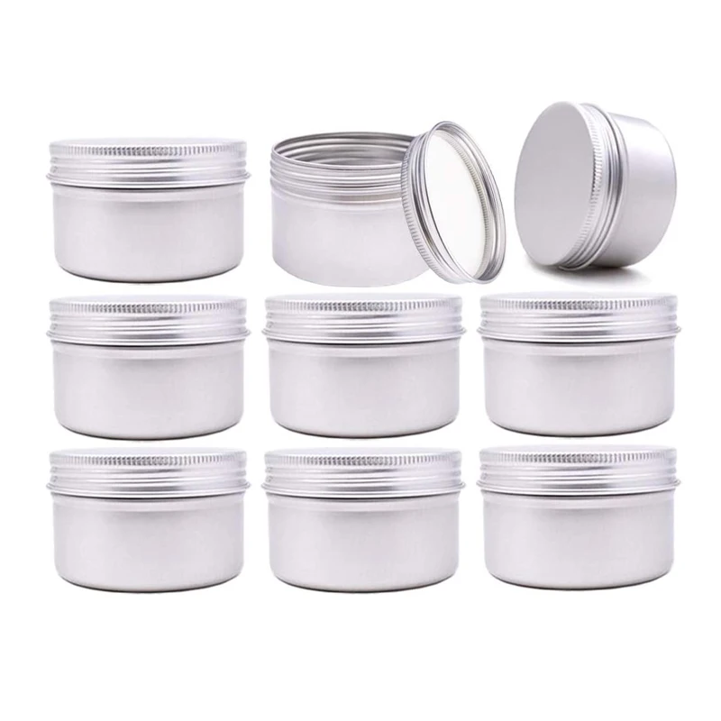 

64Pcs 4 Oz 120g Aluminum Tin Cans Round Empty Container Jars With Metal Screw Lid For Lip Balm, Candles, Candies, Pills